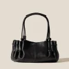 Arta Pleated Shoulder Bag | Black