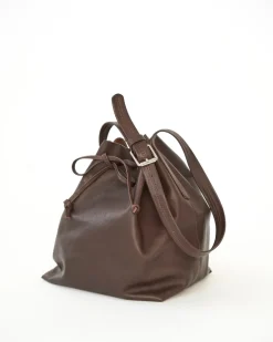 Full Grain Leather Bucket Bag | Brown